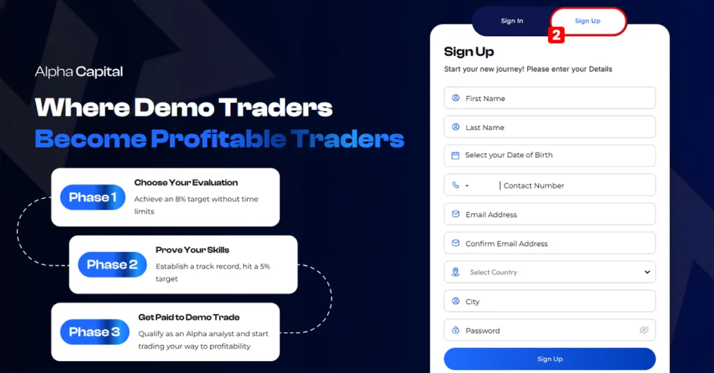 Alpha Capital Group Sign up page