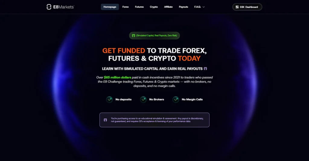 E8 Markets Website Home