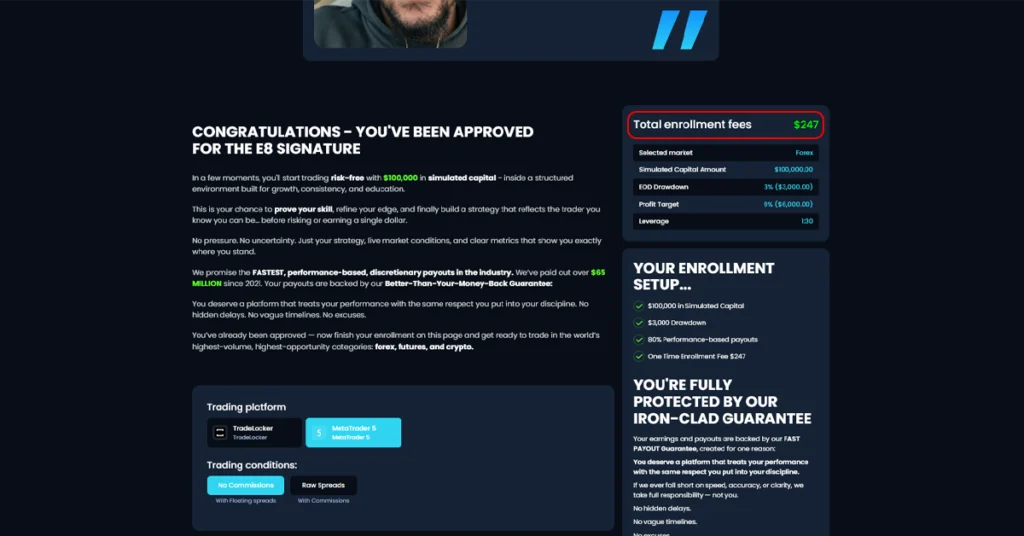 E8 Markets maximum discount code