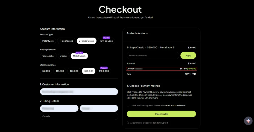 The Prop Trade Discount code